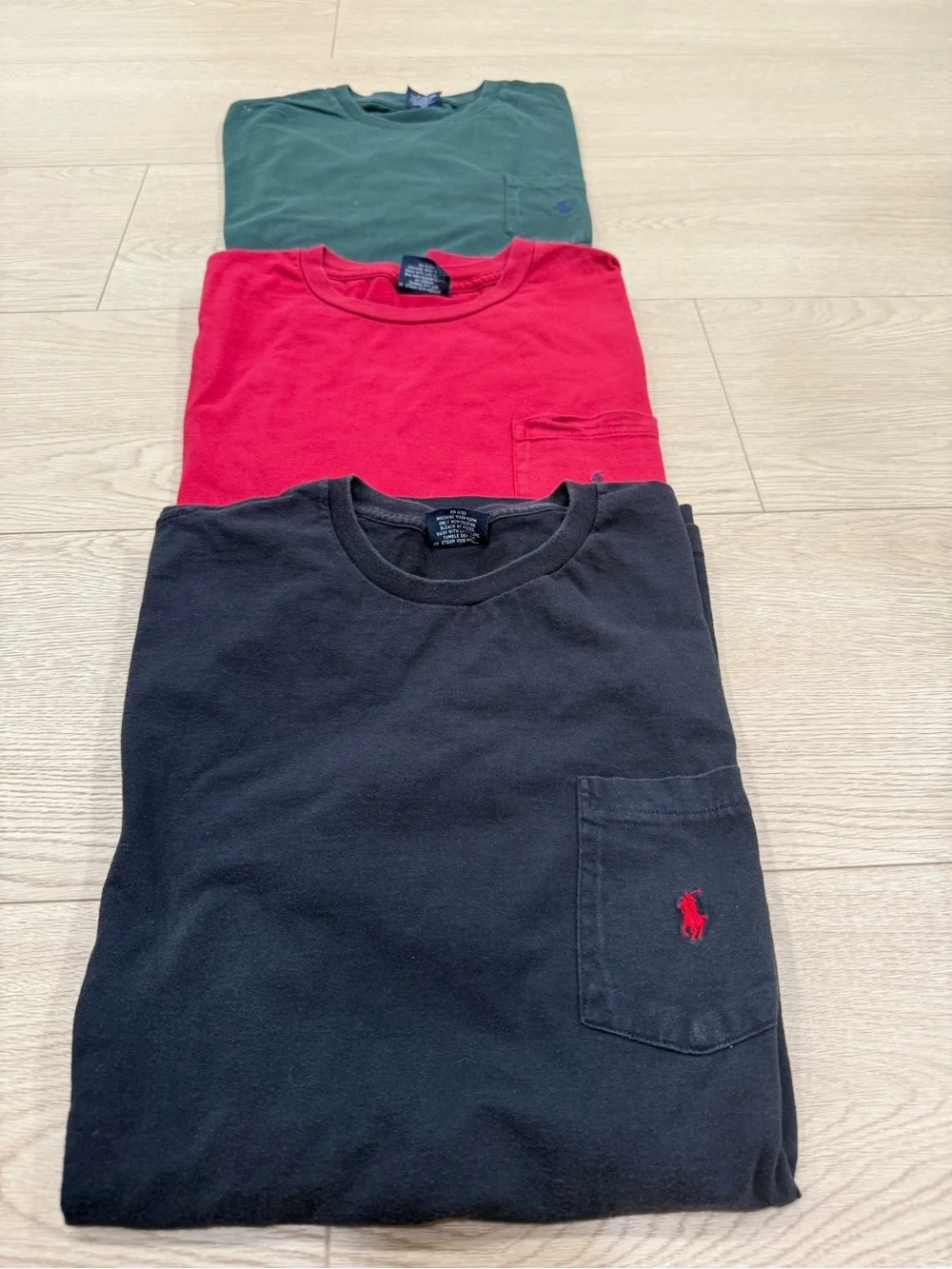 Vintage 90s Polo Ralph Lauren Pocket T-Shirt Lot 3 Medium USA Cotton